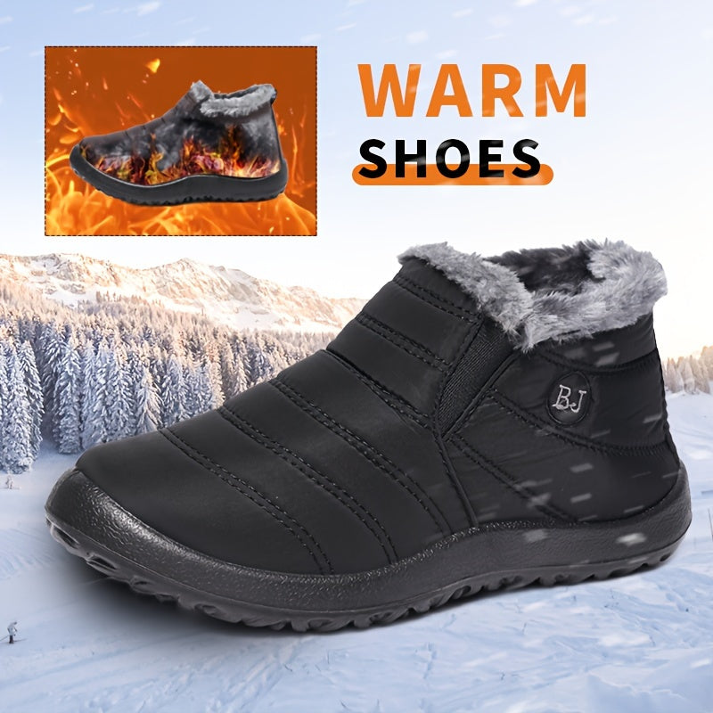 Faux Fur Lined Snow Boots Waterproof Anti slip Ankle Boots Women
