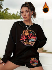 Women's Halloween Graphic Sweatshirt & Shorts Set