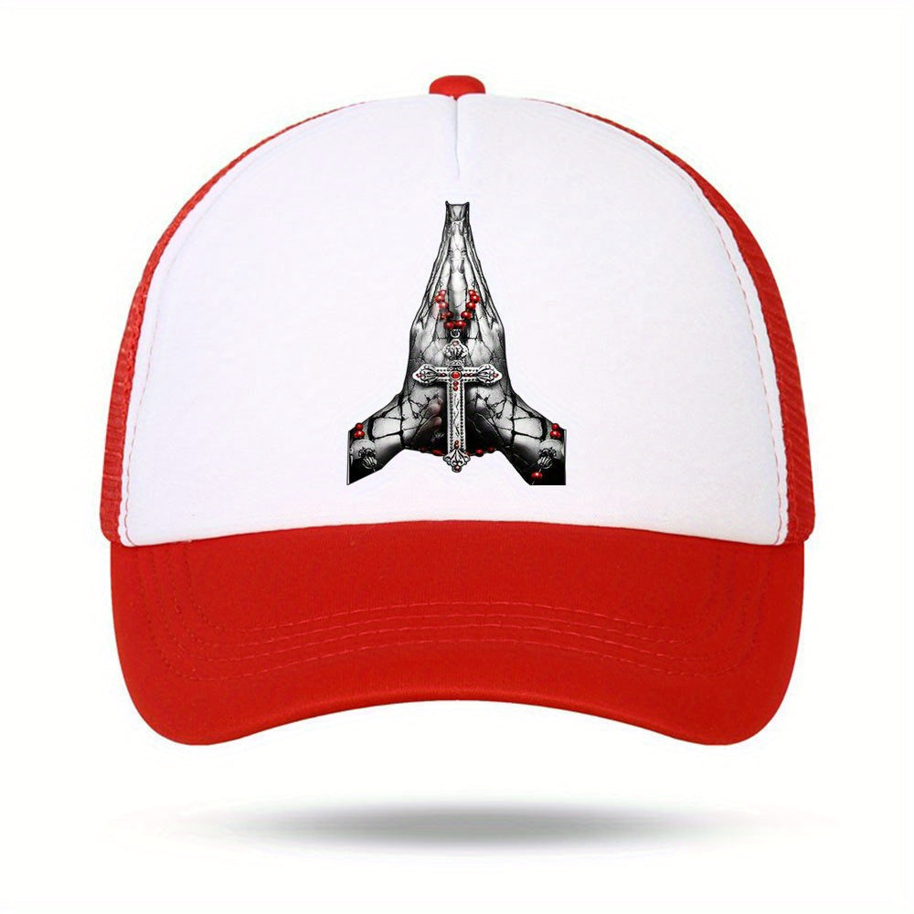 Cross Print Breathable Sun Hat Casual Baseball Cap Men's Net Hat