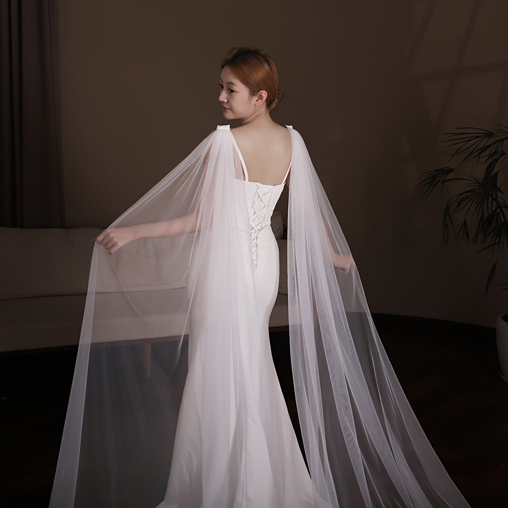 Elegant Wedding Shawl with Train for Church Ceremonies