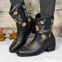 Women's Sunflower Embroidered Western Boots
