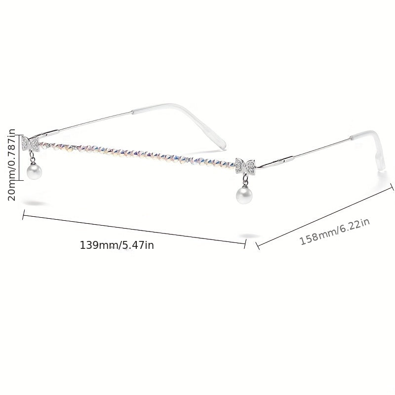 Y2K Bow Star Decor Glasses Frame Rhinestone Lensless Decorative Glasses