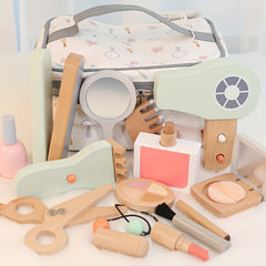 15pcs Wooden Playhouse Haircut & Makeup Set for Boys and Girls