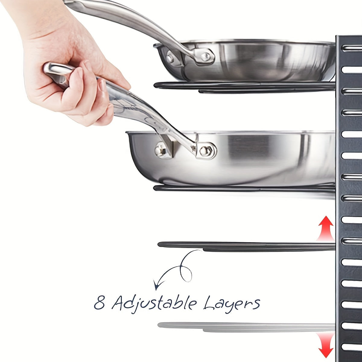 Adjustable Pots and Pans Organizer 8 Slots Rustproof