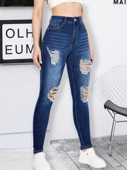High Waist Skinny Denim Pants Stretchy Fitting Pencil Jeans