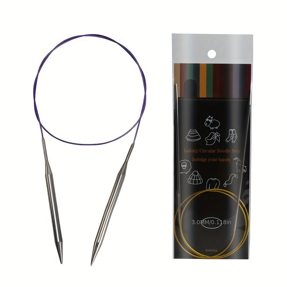 9pcs Circular Knitting Needles 25 5Inch Stainless Steel Knitting Needle