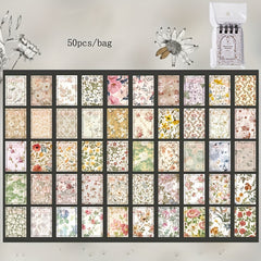 50pcs Retro Plants and Flowers Scrapbook Stickers Mobile Decoration Stickers
