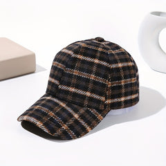 Vintage Plaid Warm Baseball Cap Classic British Style Adjustable Sun Hats