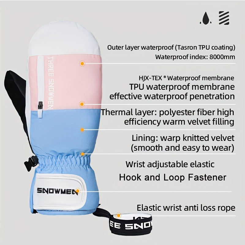 30 Degree Ski Gloves Waterproof Windproof Touch Screen Zip Storage