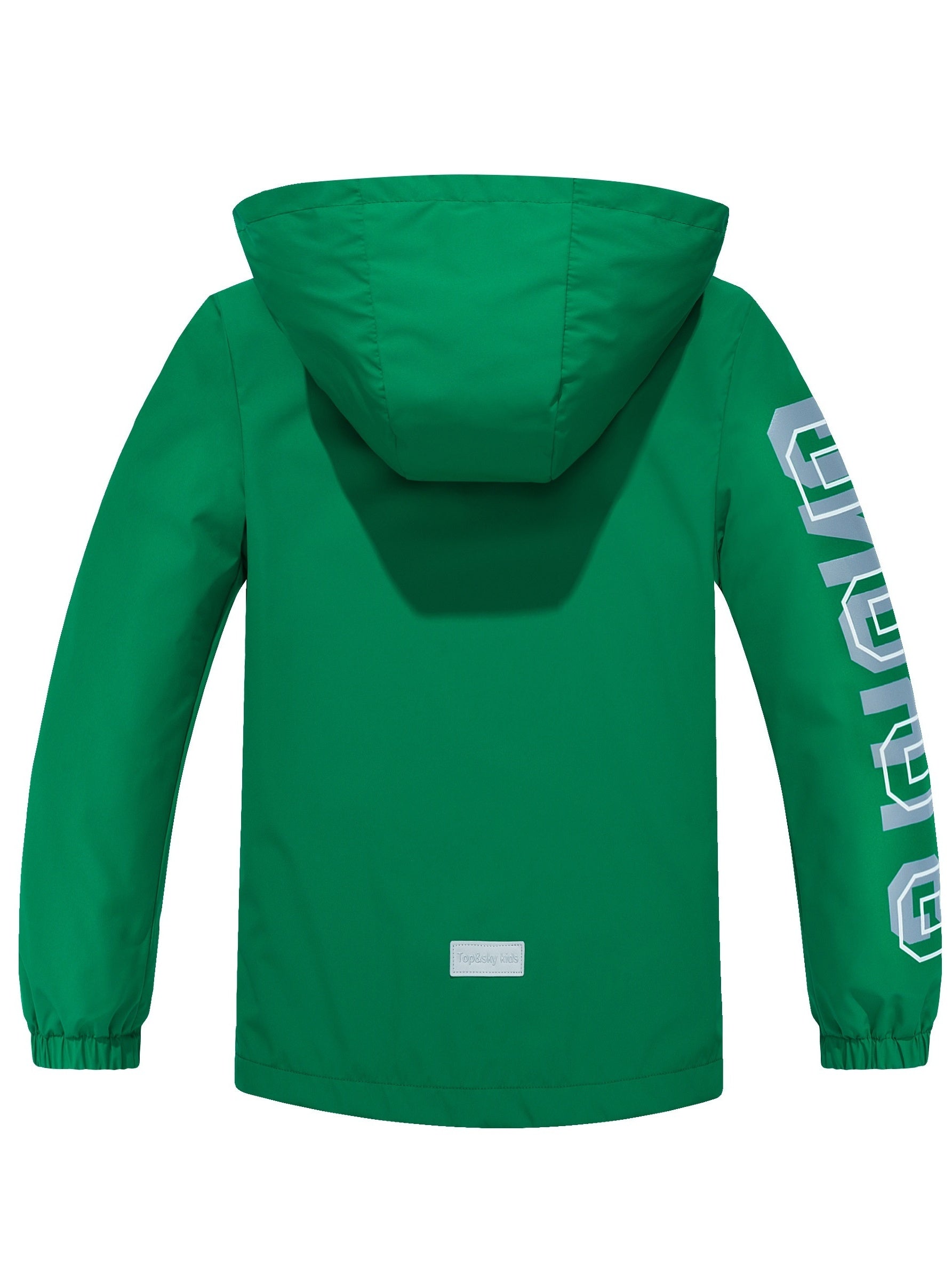 Boys Letter Zip Up Hooded Jacket Raincoat Windbreaker Lightweight