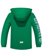 Boys Letter Zip Up Hooded Jacket Raincoat Windbreaker Lightweight
