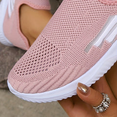 Women's Pink Breathable Slip On Running Shoes Lightweight Low Top