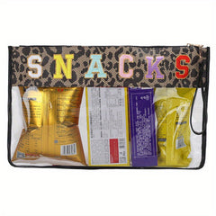 Embroidered Letter PVC Makeup Bag Large Snack Storage Pouch