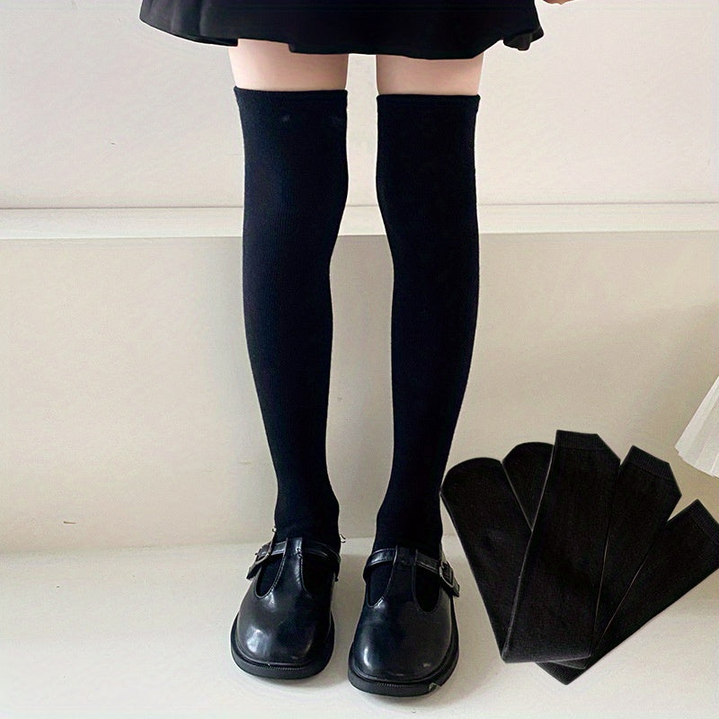 3 Pairs Girls Kids Over the Knee Stockings Block Calf Socks