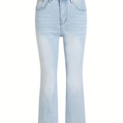 Heart Print Skinny Flared Jeans With Pockets
