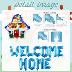 18pcs Welcome Home Decorations Banner Balloons House Balloons Foil Balloons