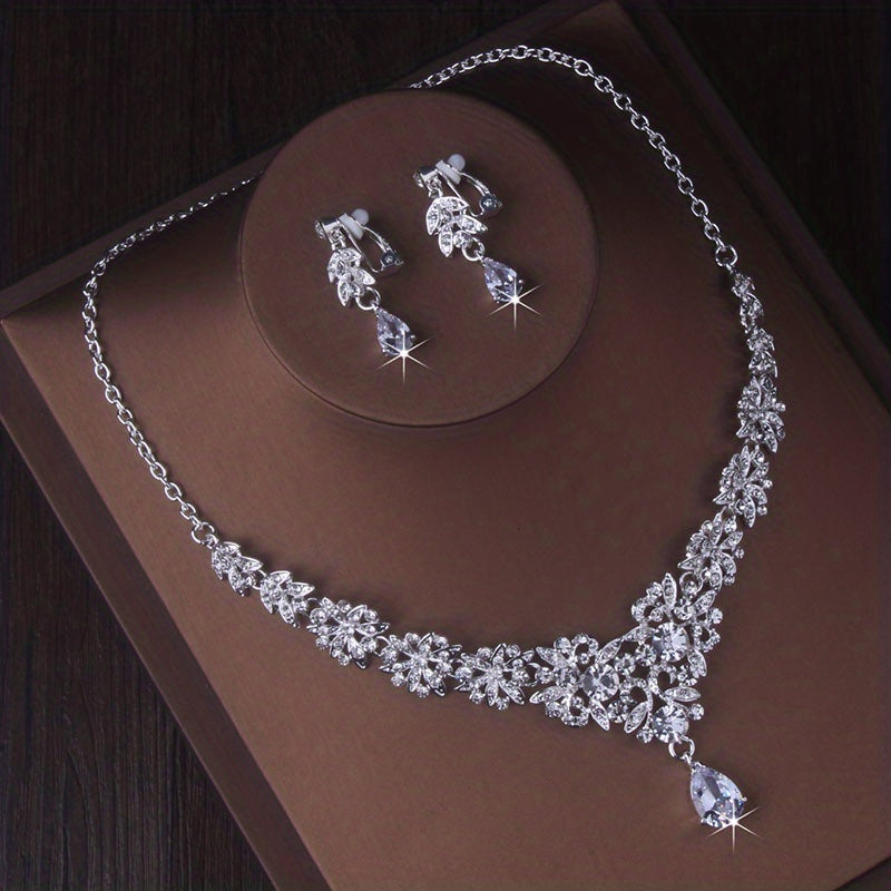 Baroque Crystal Bridal Jewelry Set: Headband, Crown, Necklace, Earrings