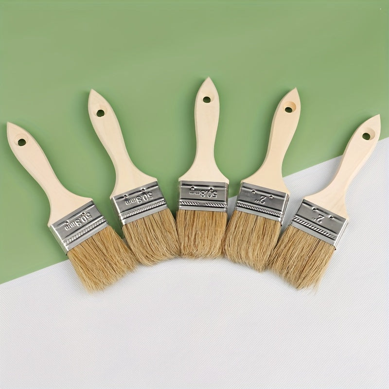 6pcs Boiled Bristle Brush Wooden Handle Paint Brush Long Hair Thickened