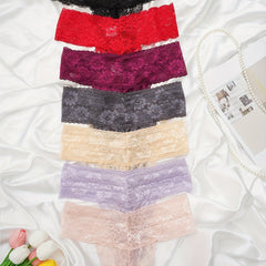 7pcs Floral Lace Thongs Soft Comfy Mesh Skin friendly Panties Women