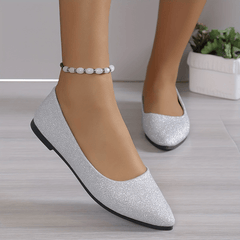 Women's Bling Ballet Flats Pointed Toe Glitter Soft Sole Slip On Shoes