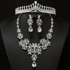 Rhinestone Headband Earrings Set Queen's Style Bridal Hair Accessories