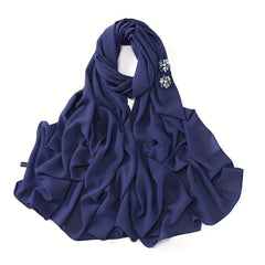 Chiffon Hijab Rhinestone Decorated Turban Headscarf