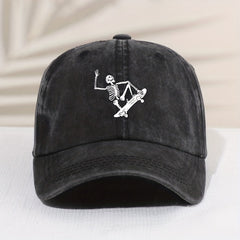Kids Sunshade Distressed Vintage Baseball Cap with Skull Skateboard Print