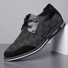 Men's Geometric Pattern Derby Shoes Lace up Front Dress Shoes For Men