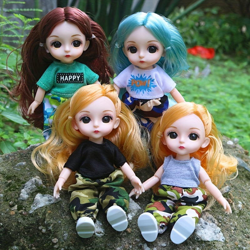 6.3" Doll 13 Joints Body Soft Hair Dolls Full Set Clothes Shoes Makeup