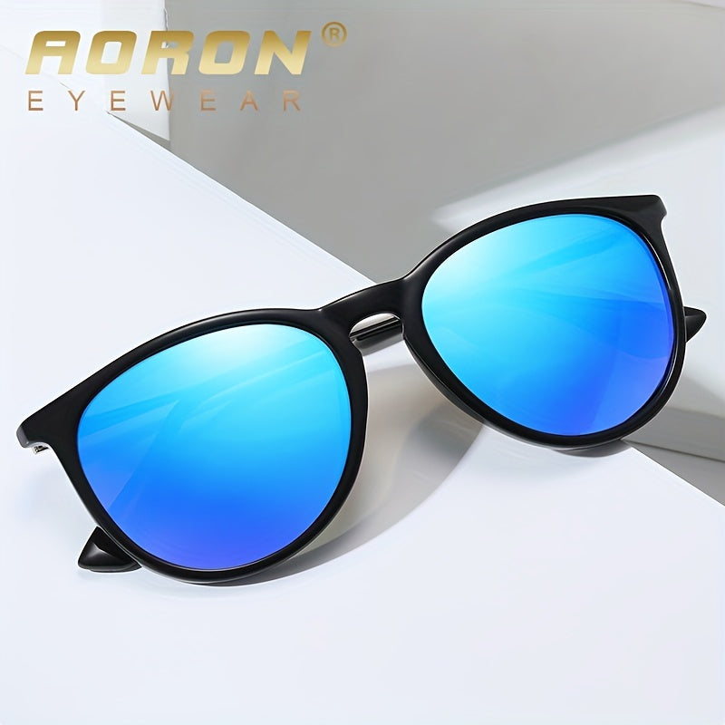 AORON Round Frame Polarized Sunglasses with Colorful Film