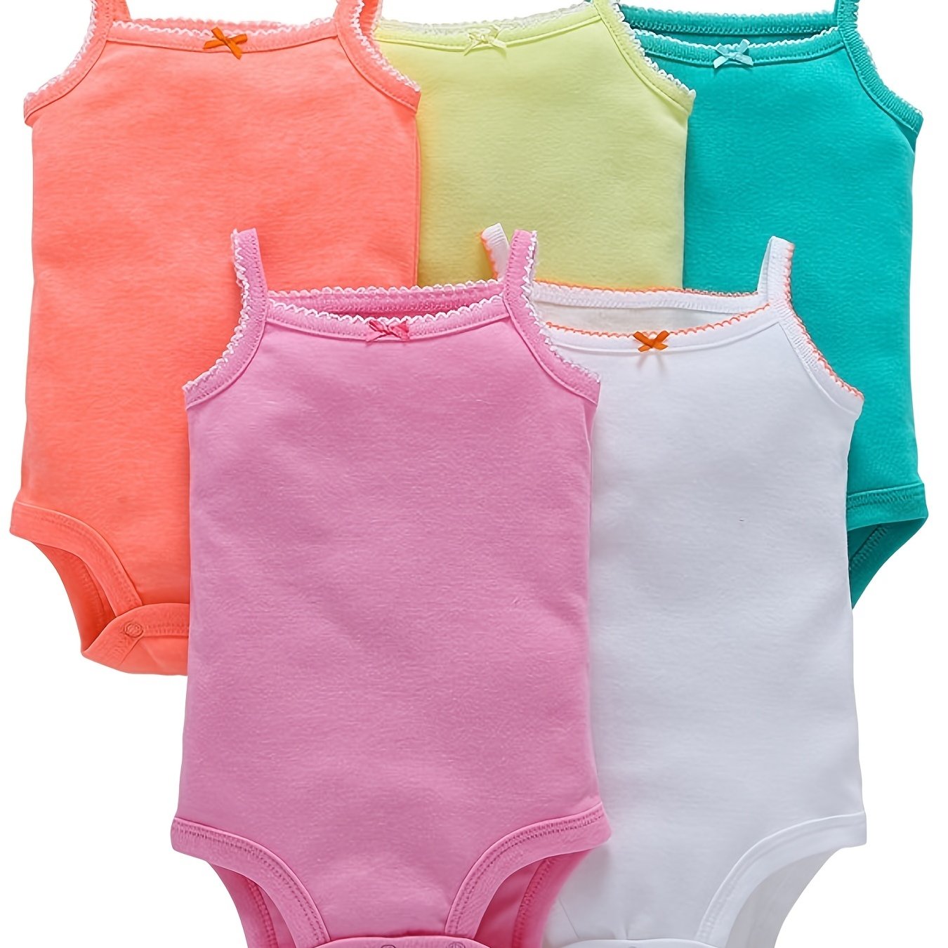 5pcs Infant Cami Romper Cotton Bodysuits Baby Girls Toddler Summer Clothes