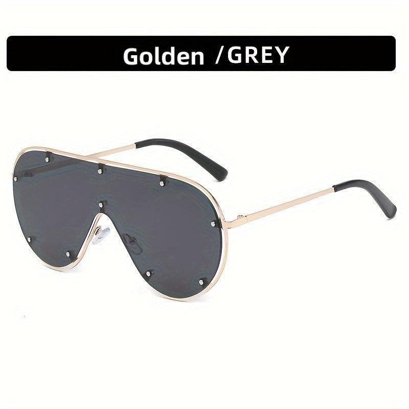 Y2K Shield Sunglasses Rivet Gradient Sun Shades UV400