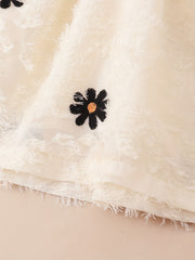 Baby Girls Floral Embroidery Ruffle Sleeve V neck Dress Clothes