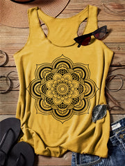 Floral Print Crew Neck Tank Top Women's Sleeveless Casual Summer Shirt
