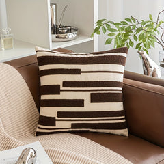 Geometric Embroidery Cushion Cover Modern Knitted Pillow Cover