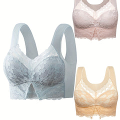3pcs Lace Wireless Bras Comfy Tank Bralette Women's Lingerie