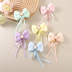 6pcs Bow Streamer Hairpin Princess Hair Clips for Baby Girls