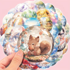 50 Whimsical Glass Ball Cartoon Stickers for Laptops Water Bottles Scrapbook
