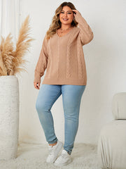 V-Neck Cable Knit Sweater