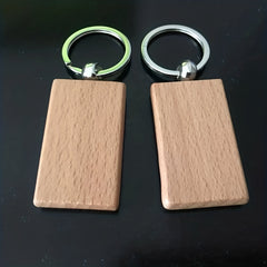 Beech Wood Keychain Wooden Tag DIY Square Pendant