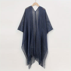 Street Spring Summer Solid Tassel Cardigan Shawl