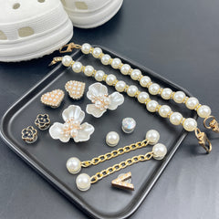 Pearl Flower Chain Shoe Charms For Clogs DIY Shoes Accessories