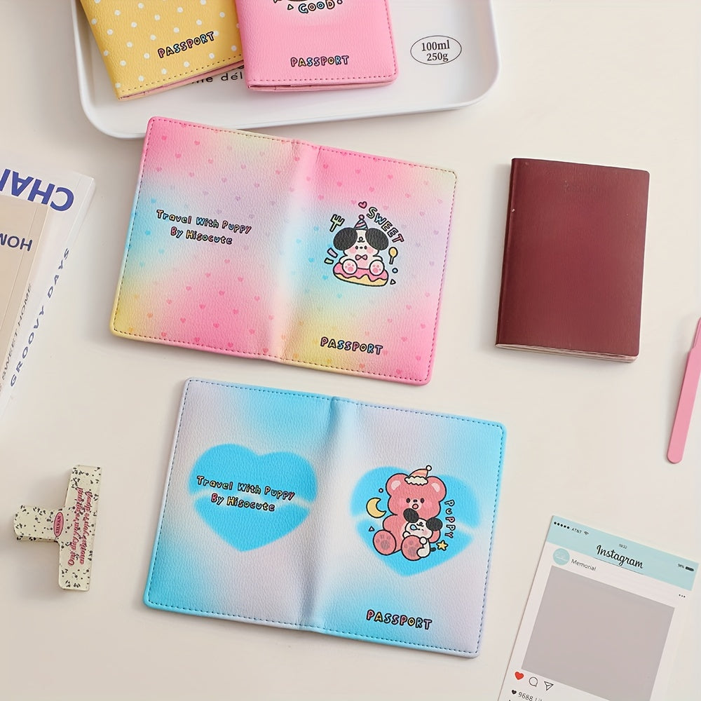 Cartoon Passport Holder With Card Slots Ticket Holder