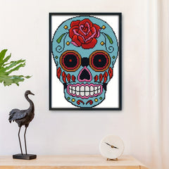 Skull Stamped Cross Stitch 14CT Print Canvas Embroidery