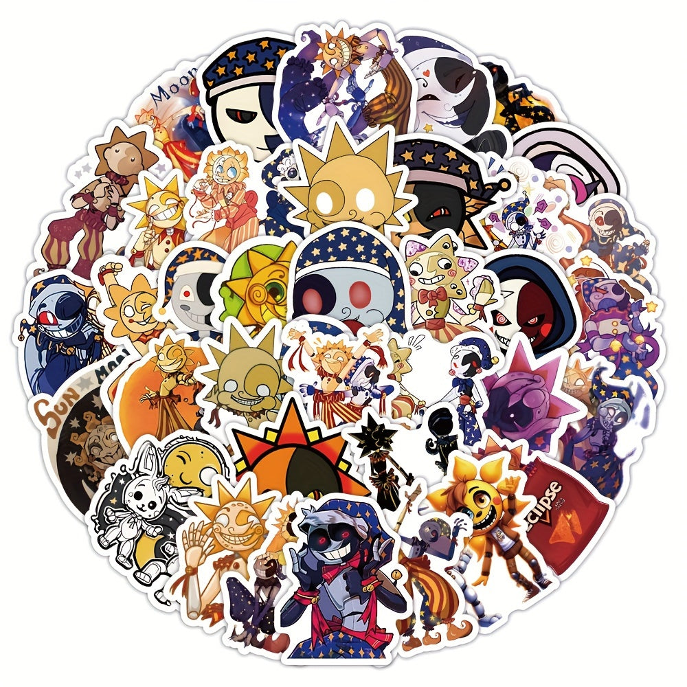 50Pcs Cartoon Moon Sticker for Phones Computers Water Cups
