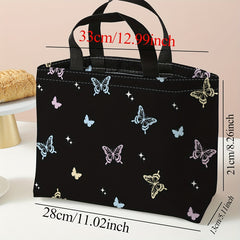 Butterfly Printed Portable Lunch Bag Waterproof Thermal Insulated Bag