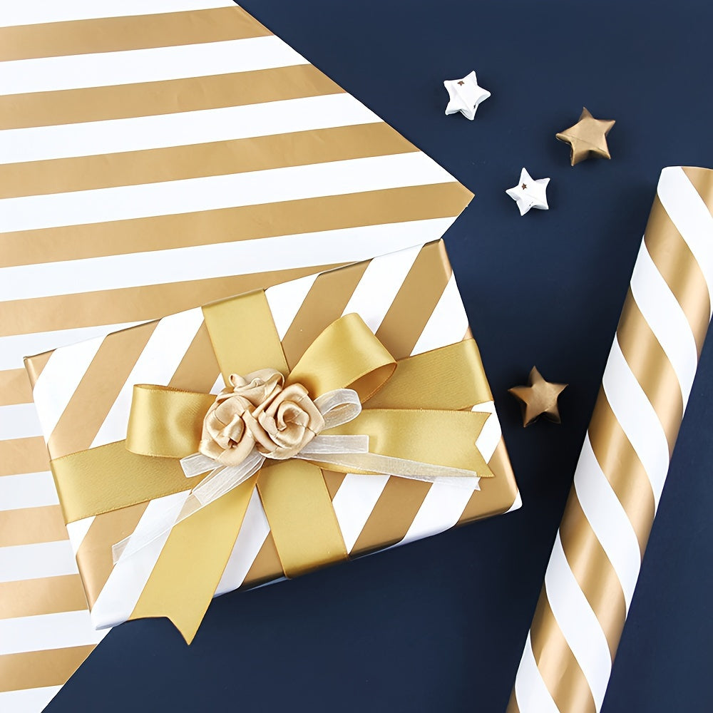 10pcs Christmas Wrapping Paper With Golden Christmas Elements