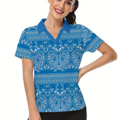 Women's Paisley Graphic Golf Shirt Short Sleeve Polo Boho Style