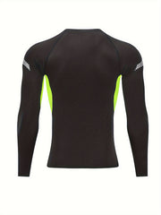 Men's Solid Compression Shirt High Stretch Crew Neck Top