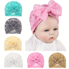 Baby Lace Hat Breathable Bow Pullover Hat For Newborn Kids